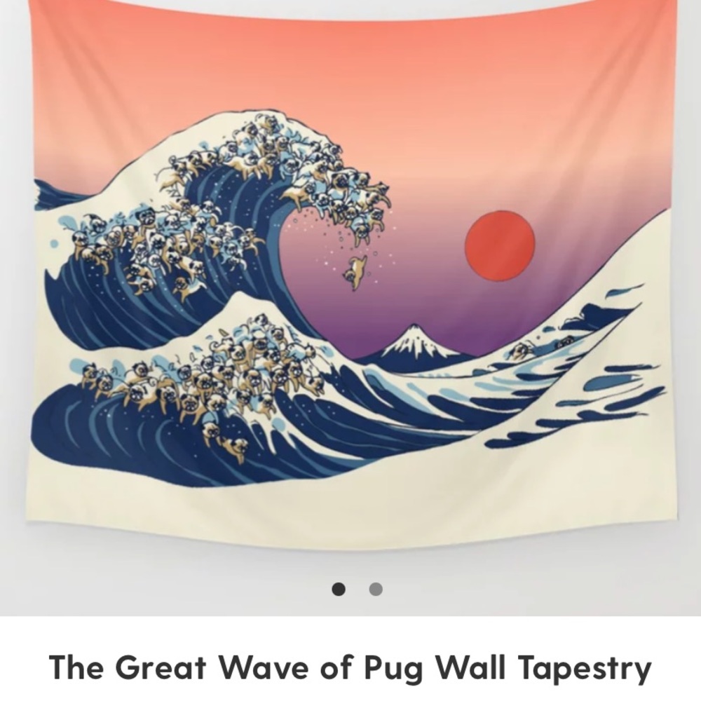 Pug Wave Tapestry